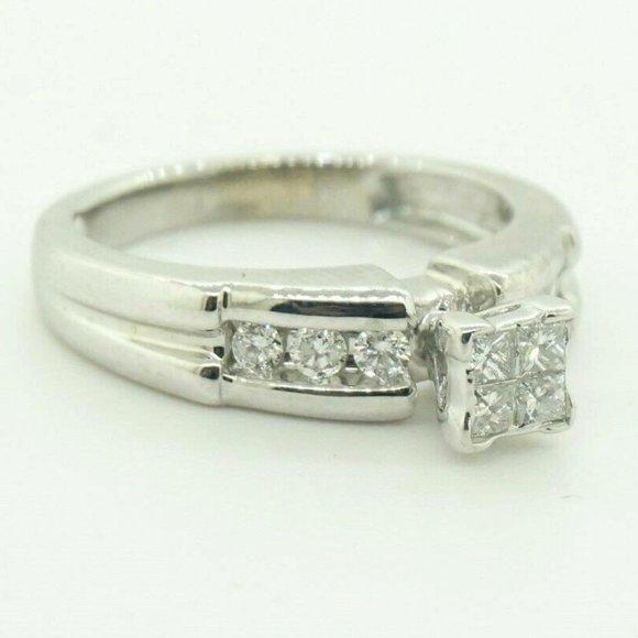 Estate Sale 14k White Gold 0.60 TCW Diamond Engagement Ring Size 7
